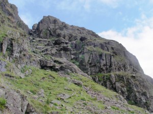 Climbing up to the start of the Rake