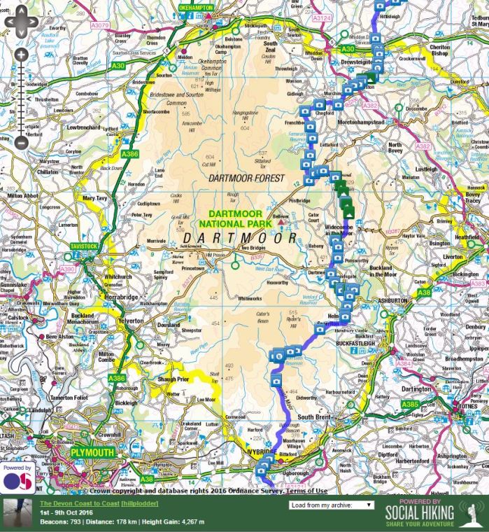 Click on the map to explore in Social Hiking