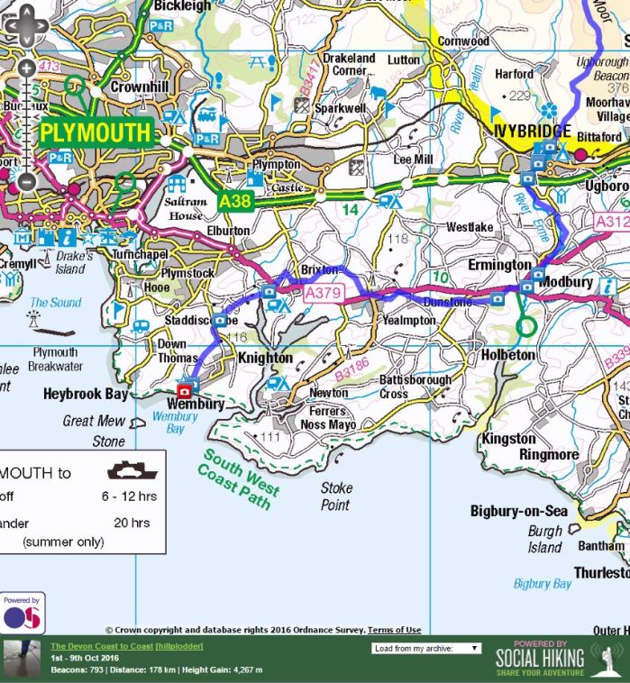 Click on map to explore in Social Hiking